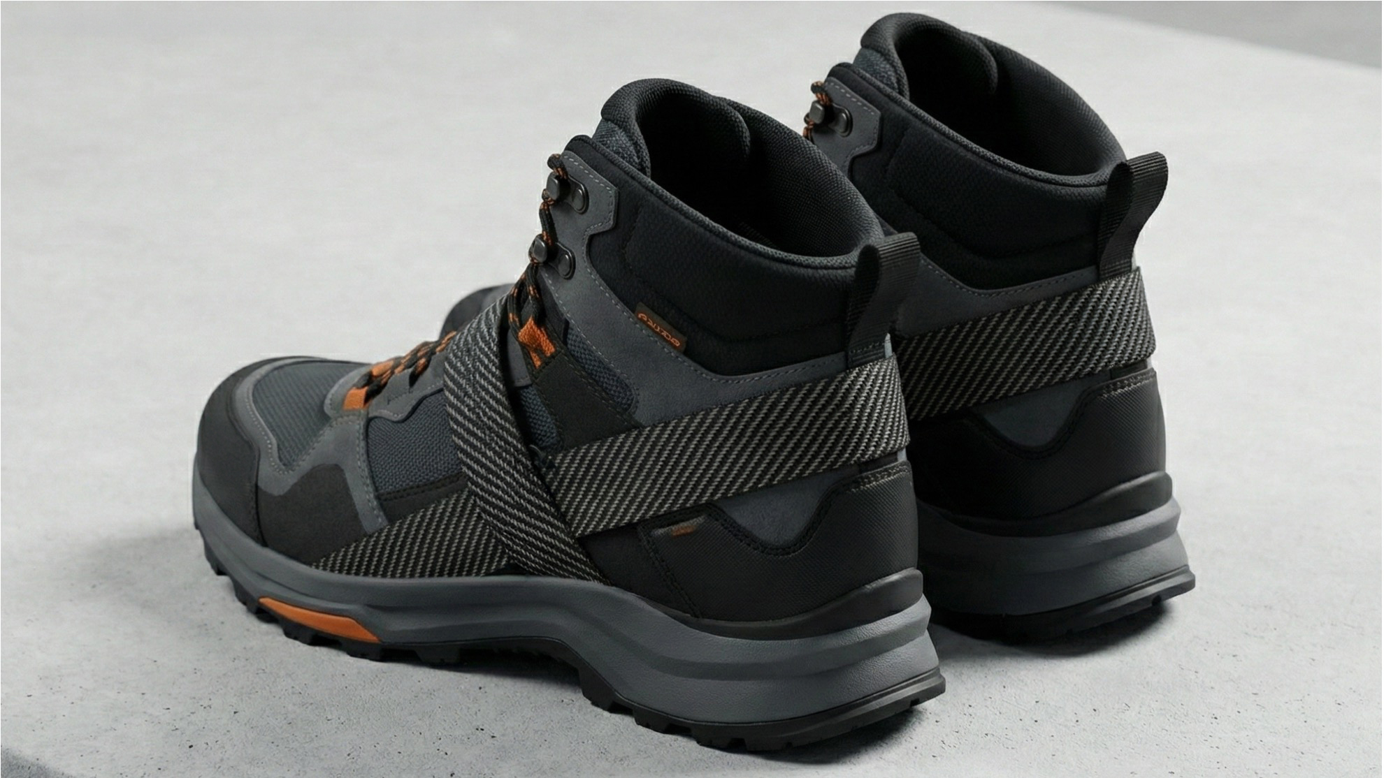 Hiking Boots × Faux Carbon Fiber Textured Webbing
