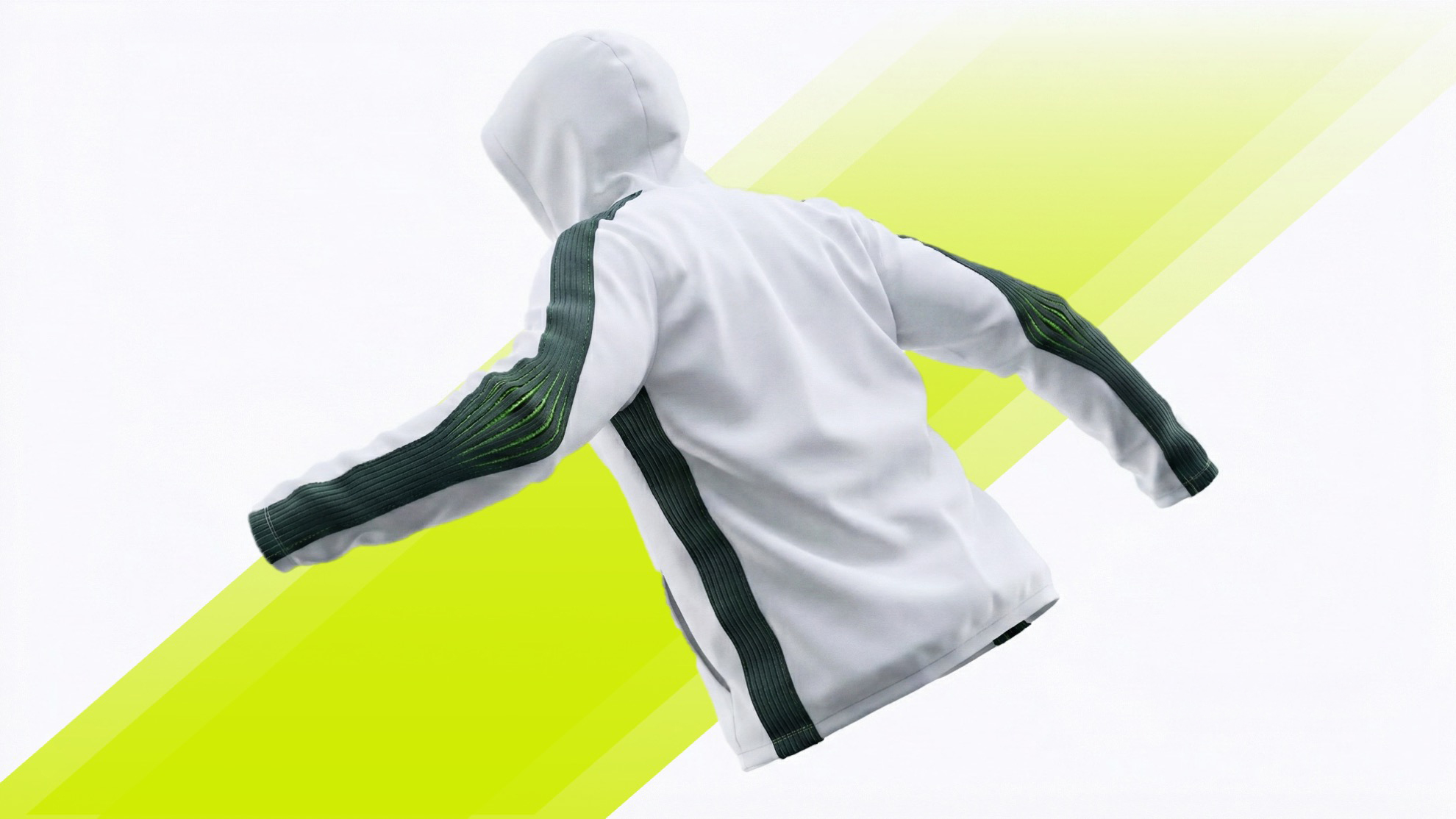 Sportswear Hoodie × Weft-Stretch Knit Mesh Tape